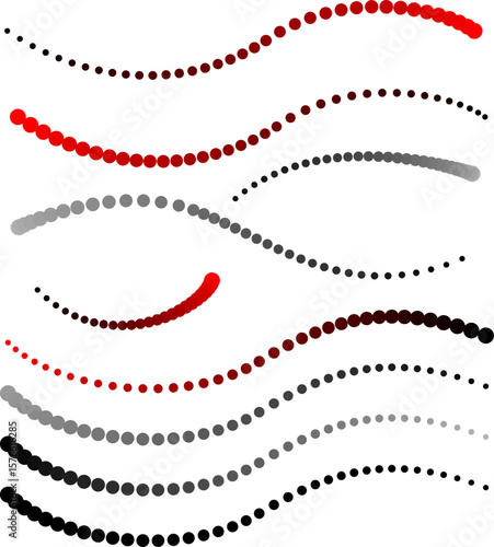 concentrated circles of red, black and gray, halftone, vector