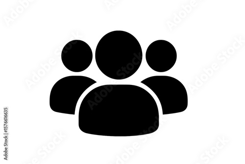 Teamwork Collaboration Icon, Group of People Silhouette, Employee Team Symbol, Business Community Avatar, Social Network, User Profile, App UI Web Design, Vector Illustration