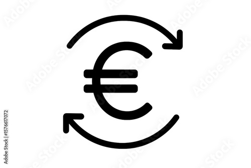 Money transfer euro icon. Currency exchange symbol. Financial transaction sign. Cash payment circulation pictogram. Banking and finance concept for mobile app, ui, web design.