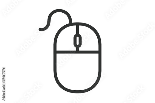 Computer mouse line icon. Simple wired device pictogram. Click, scroll, and point concept. Outline hardware for web design, UI, UX. Digital technology vector symbol isolated.