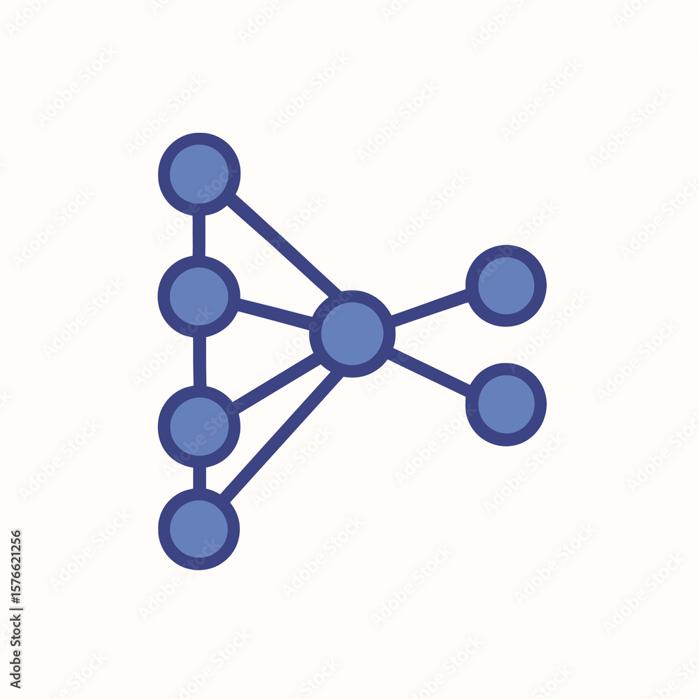 Neural Network Nodes Flat Vector Icon Neural Network Nodes Flat Vector Icon