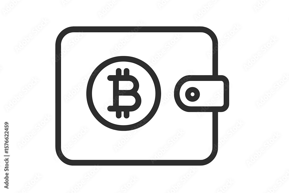 Bitcoin wallet icon. Cryptocurrency money symbol. Digital payment sign. Crypto cash transaction. Blockchain technology finance. Vector pictogram for app, ui and website. Bitcoin wallet icon. Cryptocurrency money symbol. Digital payment sign. Crypto cash transaction. Blockchain technology finance. Vector pictogram for app, ui and website.