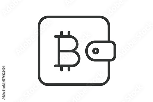 Bitcoin wallet line icon. Crypto currency payment symbol. Digital money transaction sign for app, ui, website. Blockchain technology finance concept vector illustration.