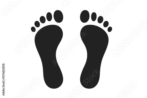 Black Human Footprints Silhouette, Barefoot Foot Steps, Isolated Vector Illustration, Transparent Background, Walking Path, Foot Anatomy, Pedestrian Symbol, Footprint Icon, Clipart Design
