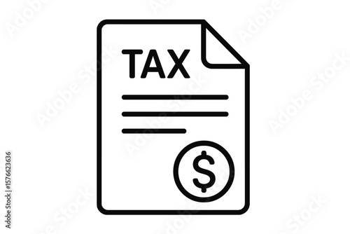 Tax Document Icon. Financial Paper Form. Tax Invoice Symbol. Money Receipt. Dollar Sign. Bank Statement. Tax Return. Accounting. Finance Document. Business Taxation. Vector Illustration.