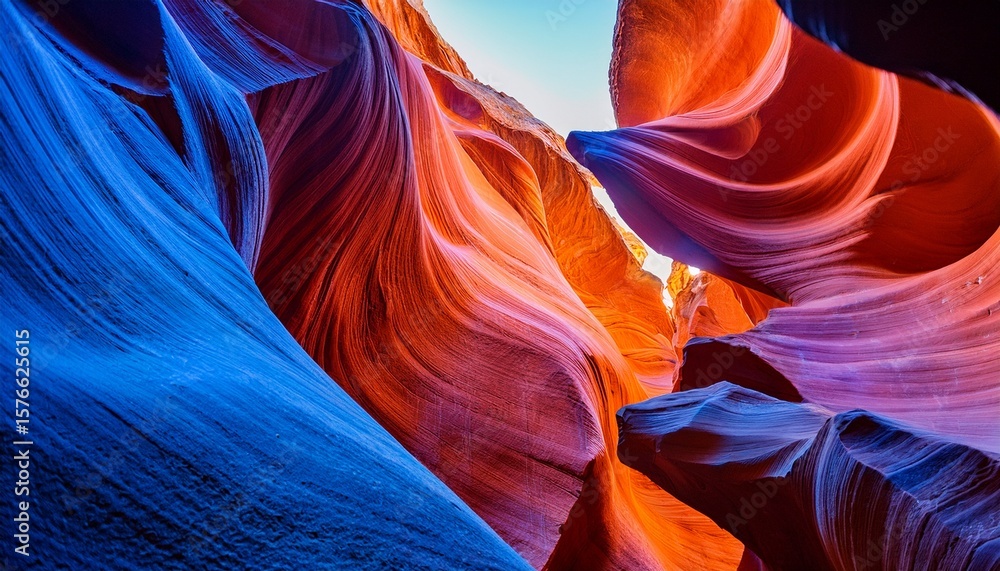 Obraz premium stunning colorful rock formations in a canyon showcase nature s artistry in vibrant layers of orange and blue