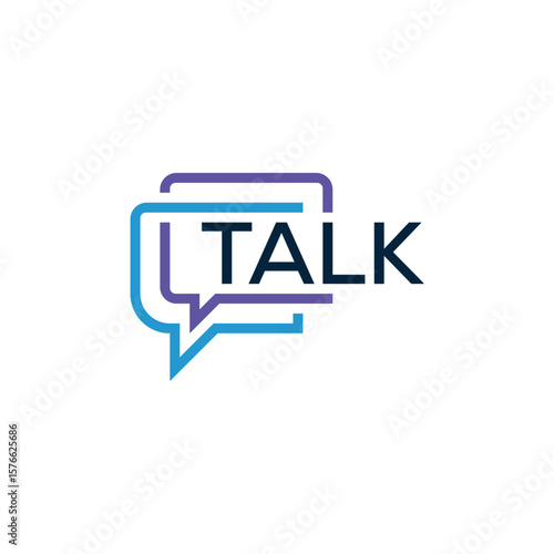 word mark talk logo design, double rectangular bubble sound icon vector