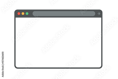 Simple internet browser window template. Web page screen mockup with blank space. Website UI/UX interface frame. Flat design vector isolated on transparent background.