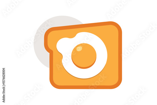Toast And Fried Egg Icon Vector On White