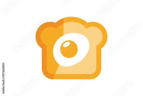 Toast And Fried Egg Icon Vector On White