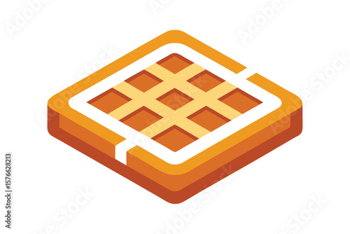 Waffle Square With Syrup Icon Vector On White