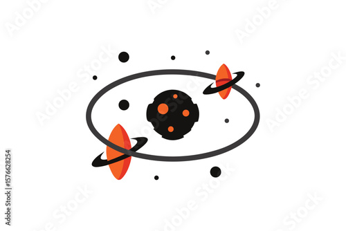 Vector Illustration Of Orbiting Meteorites And Asteroids
