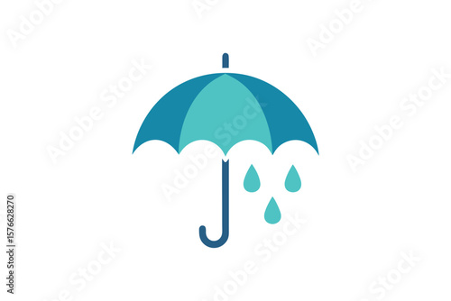 Umbrella Open Icon Vector Rain Style On White