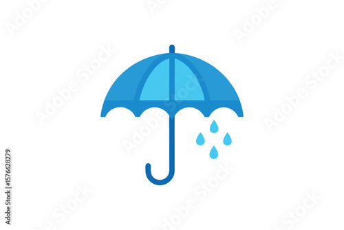 Umbrella Open Icon Vector Rain Style On White