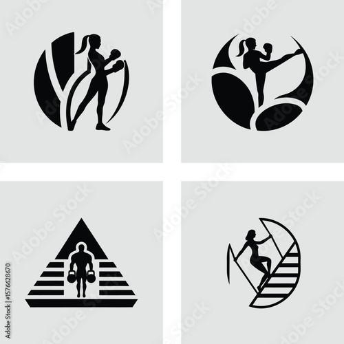 Empowering Fitness Logos Strong Women, Strength Training, and Athletic Success