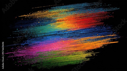 Abstract vibrant colorful streaks on black background