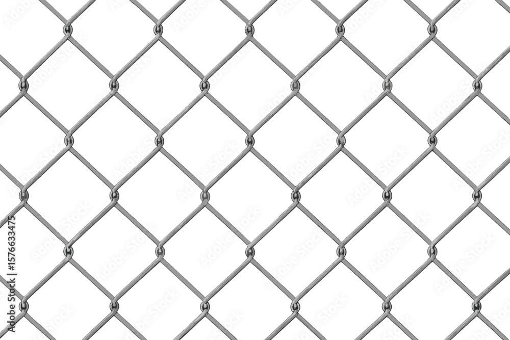 Fototapeta premium Chain Link Fence Seamless Pattern. Metal Wire Mesh Grid. Security Barrier, Prison Fence, Property Boundary, Industrial Protection, Background Texture, Vector Illustration