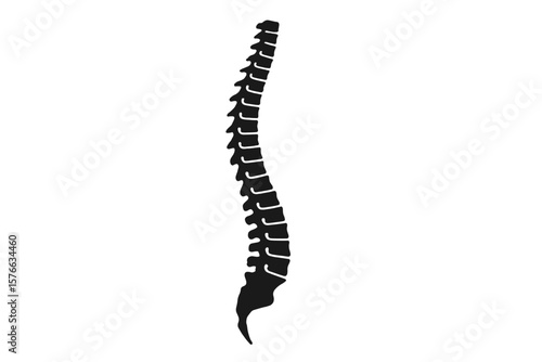 Human Spine Silhouette Vector Illustration. Vertebral Column Icon. Spinal Pain, Medical Center, Clinic, Rehabilitation, Surgery, Orthopedic, Therapy, Diagnostic Logo Design Element