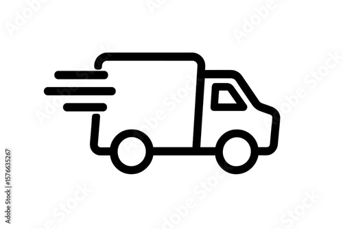 Fast delivery truck icon vector. Express shipping van symbol. Lorry transport sign for logistics. Courier service concept. Ecommerce order shipment. Quick freight cargo move.