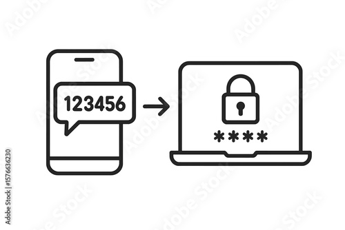 Two Factor Authentication Vector Icon. Mobile Phone SMS Verification Code, Secure Login, Multi-Factor Authentication, Password Protection, Account Security, Digital Access Concept