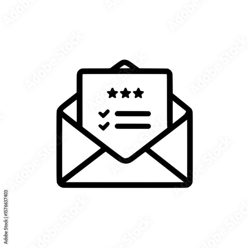 Star Rating Inside Open Envelope Icon for Review Submission