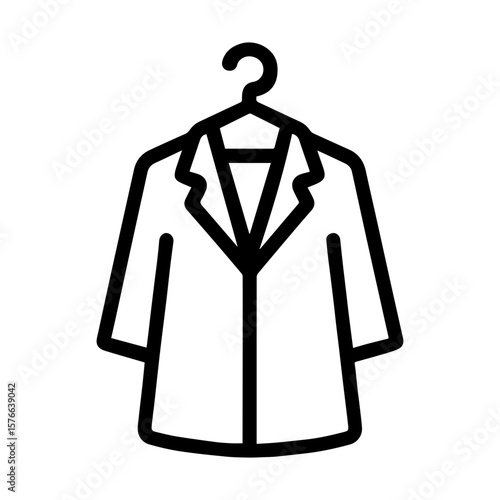 Cloakroom coat hanger icon with transparent background showing coat on hanger for wardrobe or storage area
