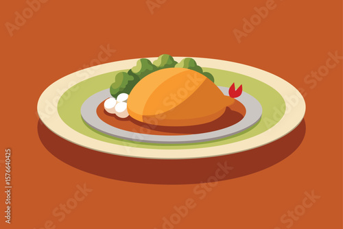 thanksgiving dinner plate featuring mashed potato.eps