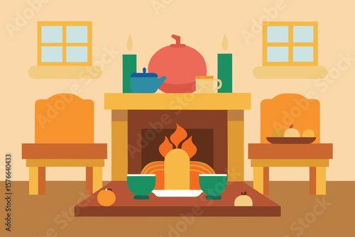 thanksgiving dinner scene in cozy dining room wit (1).eps