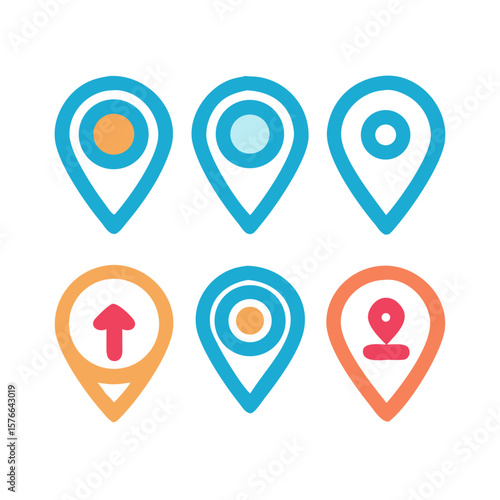 Colorful round map pointer icon set for navigation and web design Free Download Colorful round map pointer icon set for navigation and web design - GFXLoad