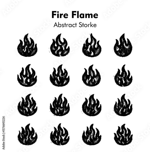 A vector set of burning fire and flame icons, perfect for illustrating danger, heat, or warning signs