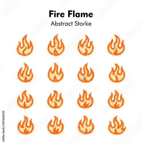 Fiery Symphony of Flames: A vibrant arrangement of illustrated fire flames, embodying energy and warmth in a simple, artful display. 