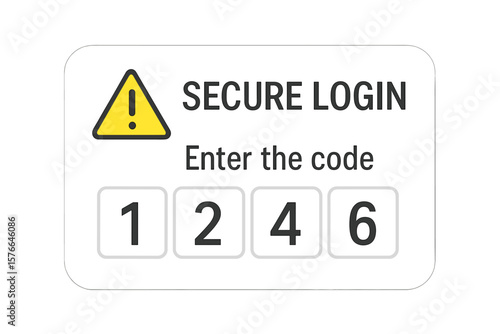 Secure Login Notice with Numeric Code Entry, Authentication Warning, Vector Illustration, Modern UI Design, Security Alert, Transparent Background