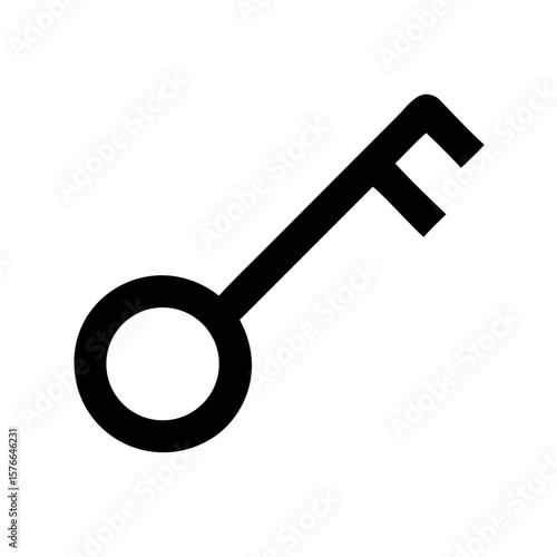 Simple Monoline Black Antique Key Graphic Element Shape Icon