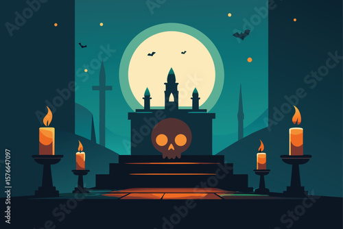  halloween altar scene with floating candles  skul (1).eps