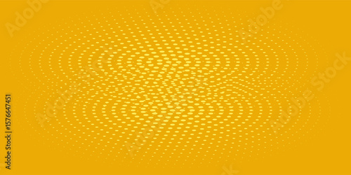 Yellow orange halftone pattern. Retro comic gradient background. Square pixilated dot cartoon texture. Pop art faded gradient pattern. Vector