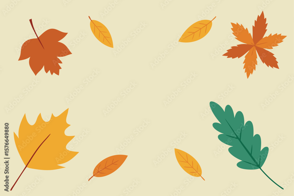 Obraz premium minimalist autumn leaves border for invitations 