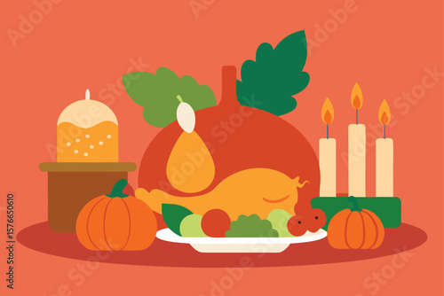  roast turkey surrounded by fall produce and candl (1).eps