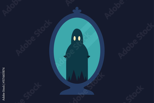  spooky spirit emerging from old mirror with flick (1).eps