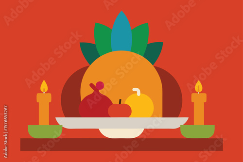  vector illustration of turkey centerpiece on fest (1).eps
