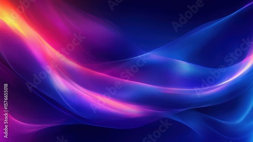 Smooth flowing vibrant abstract blue and purple light waves with glowing pink and orange highlights creating a dynamic and energetic visual effect