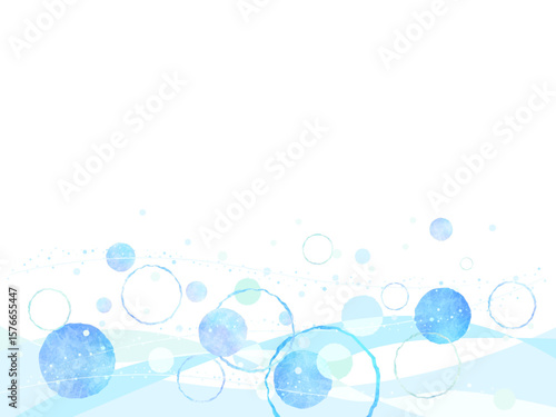 寒色の抽象的な丸の背景イラスト