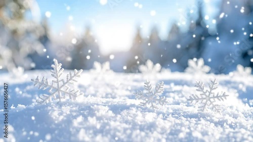 Wallpaper Mural Winter Snowflakes On Snowy Landscape Torontodigital.ca