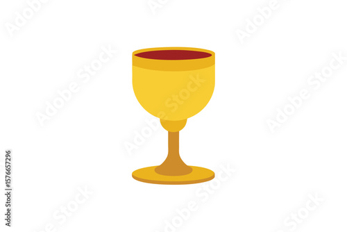 Traditional Golden Kiddush Cup With Wine On White