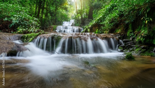 waterfall steps in forest