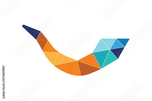 Geometric Shofar Icon In Abstract Polygon Shape On White