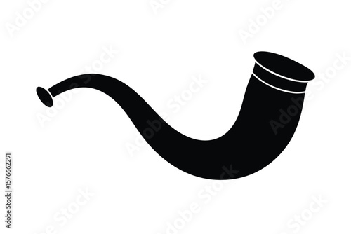 Simple Silhouette Shofar Vector Illustration On White
