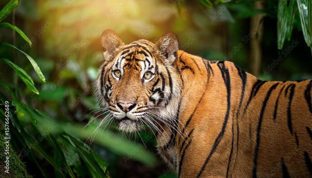 Fototapeta premium indonesian sumatran tiger panthera tigris sondaica in the jungle