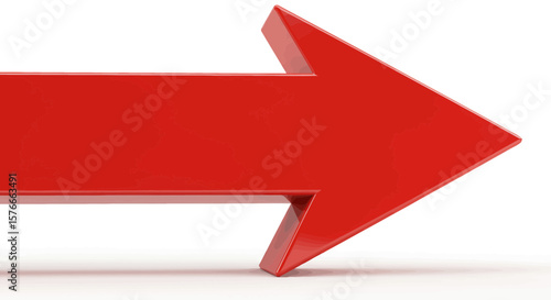 Bold Red Arrow Pointing Right on White Background for Design Element