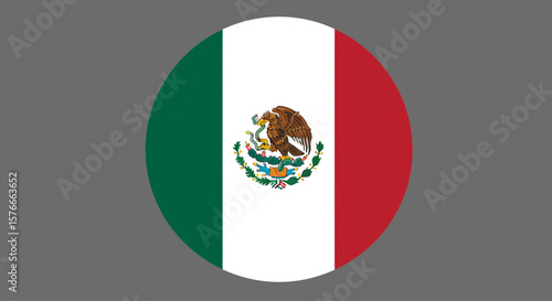 Round icon featuring the national flag of Mexico on a gray background