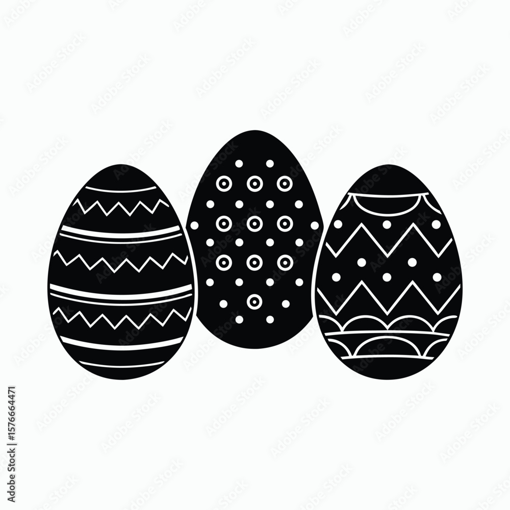 Fototapeta premium Easter Egg Decoration Pattern Silhouette Set Vector Illustration